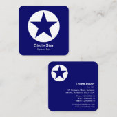 丸い星 – 濃い青の上の白 スクエア名刺 (正面/裏面)