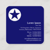 丸い星 – 濃い青の上の白 スクエア名刺 (裏面)