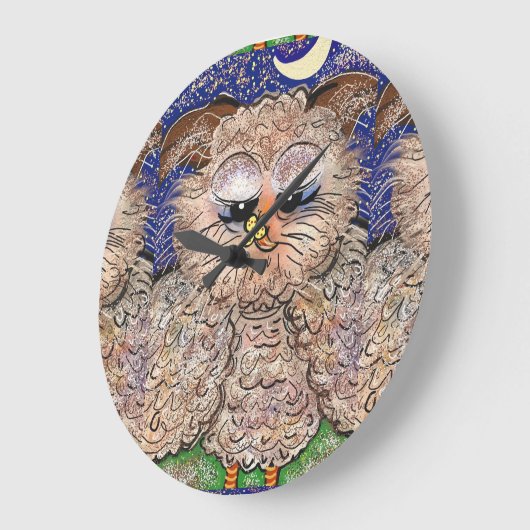 丸い時計かわいいふくろうおもしろいお洒落さん! ラージ壁時計 (傾斜)