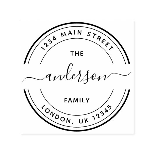 丸い書道台本ファミリー差出人住所 セルフインキングスタンプ (デザイン)