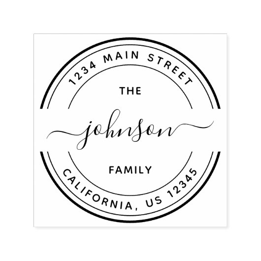 丸い書道台本ファミリー差出人住所 セルフインキングスタンプ (デザイン)