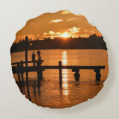 丸い枕に夕日 ラウンドクッション (裏面)