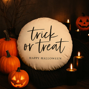 丸い枕のトリックまたは治療 ハッピーハローウィン ラウンドクッション