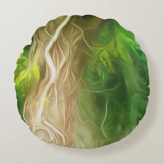 丸い枕の夢ライトグリーンツリー ラウンドクッション (正面)