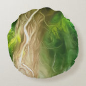 丸い枕の夢ライトグリーンツリー ラウンドクッション (裏面)