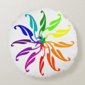 丸い枕 – レインボーカラー葉の ラウンドクッション (裏面)