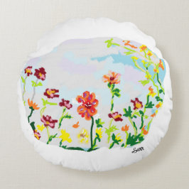 丸い枕：ワイルドフラワー ラウンドクッション
