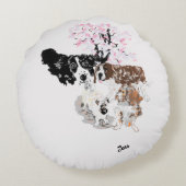 丸い枕：犬の世界、犬の世界 ラウンドクッション (裏面)