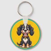 丸い枠にハッピンカラフルグ犬 キーホルダー (裏面)