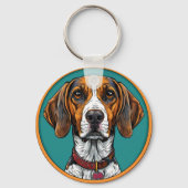 丸い枠に首輪を付けた犬 キーホルダー (裏面)