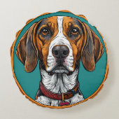 丸い枠に首輪を付けた犬 ラウンドクッション (裏面)