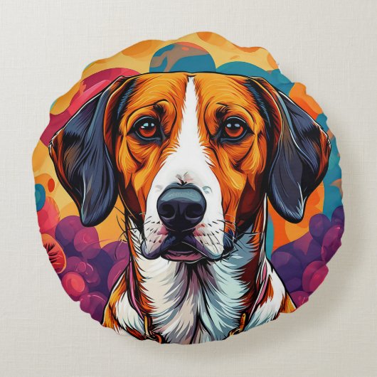 丸い枠に首輪を付けた犬 ラウンドクッション (裏面)