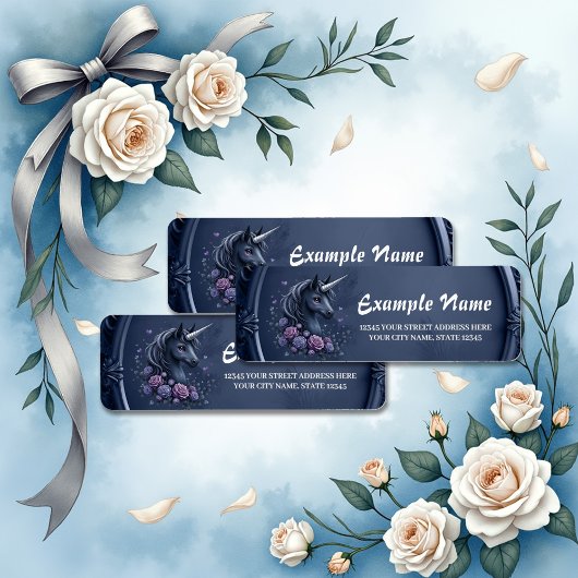 丸い枠の暗いユニコーンポートレート ラベル