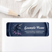 丸い枠の暗いユニコーンポートレート ラベル (インサイチュ)