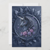 丸い枠の暗いユニコーンポートレート 招待状 (裏面)