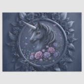 丸い枠の暗いユニコーンポートレート 薄葉紙 (正面)