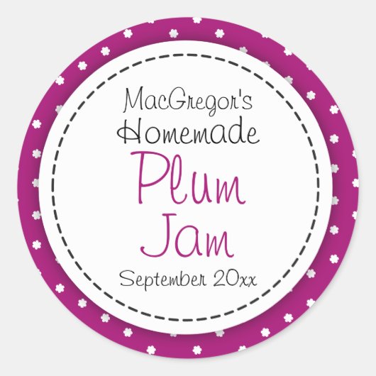 丸い梅の生地又はジャムの瓶の食品ラベル ラウンドシール (正面)