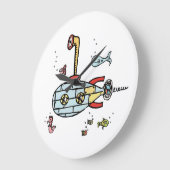 丸い水の航海の下にかわいい潜水艦 ラージ壁時計 (傾斜)