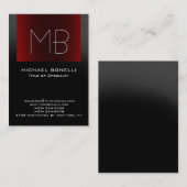 丸い灰色モダンの赤モノグラムの名刺 名刺 (正面/裏面)