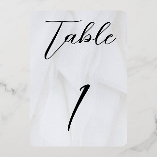 丸い白/ローズゴールドの箔 テーブルNo. 1 箔招待状