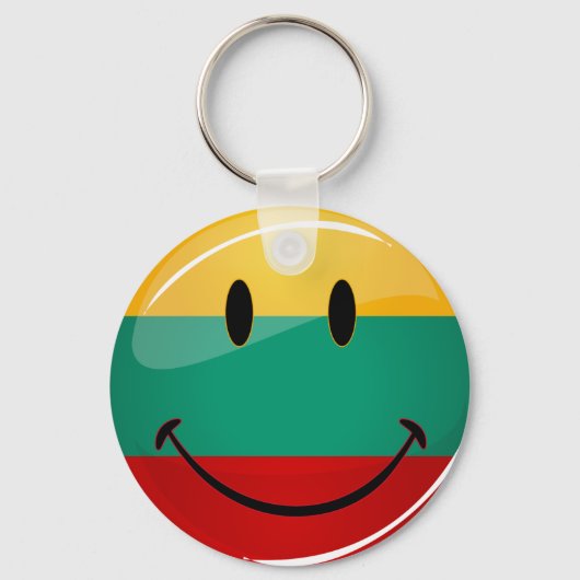 丸い笑顔のリトアニア国旗 キーホルダー (正面)