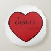 丸い綿枕とハート ラウンドクッション (正面)