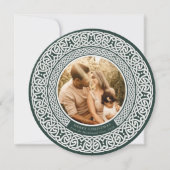 丸い緑+オフ白ケルトのホリデーフォトカード シーズンカード (正面)