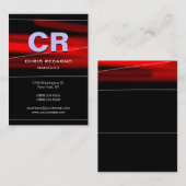 丸い縦型の赤いブラックパターンの名刺 名刺 (正面/裏面)
