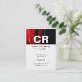 丸い縦型レッド白黒名刺 名刺 (スタンド正面)