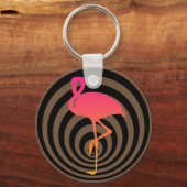 丸い美しいフラミンゴ キーホルダー (正面)