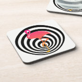 丸い美しいフラミンゴ コースター (左側)