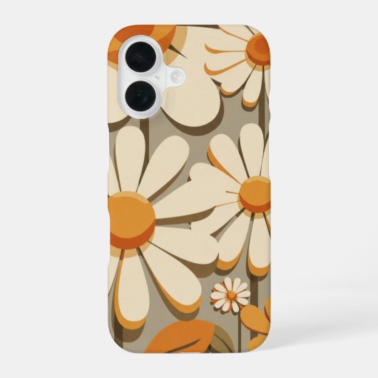 丸い花びらのヴィンテージ・デイジー iPhone 16ケース (裏面)