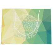 丸い花マンダラボホデザイン ラージペーパーバッグ (正面)