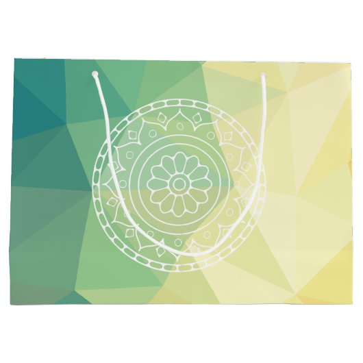 丸い花マンダラボホデザイン ラージペーパーバッグ (裏面)