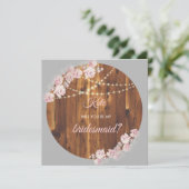 丸い花模様のライトストリングス ウッド ブライドメイド カード (スタンド正面)