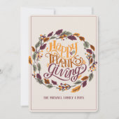 丸い花紅葉幸せな感謝祭 シーズンカード (正面)