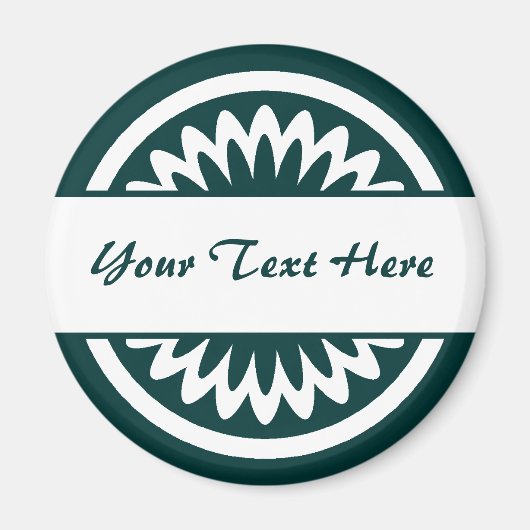 丸い花 – 濃い緑 マグネット (正面)