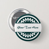 丸い花 – 濃い緑 缶バッジ (正面&裏面)