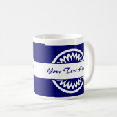 丸い花 – 濃い青 コーヒーマグカップ (正面右)