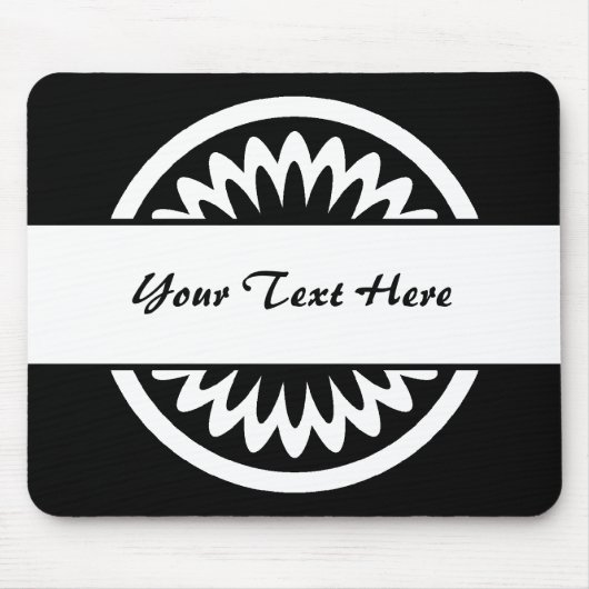 丸い花 – 黒 マウスパッド (正面)