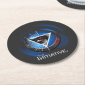 丸い芸術的コースター – 抽象芸術ブルースワール ラウンドペーパーコースター (アングル)