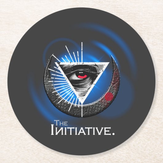 丸い芸術的コースター – 抽象芸術ブルースワール ラウンドペーパーコースター (正面)