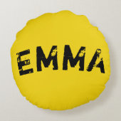 丸い落書き（黄色と黒） ラウンドクッション (裏面)