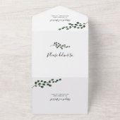 丸い葉ユーカリ枝の冬の結婚式 オールインワン招待状 (外側)