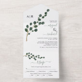 丸い葉ユーカリ枝の冬の結婚式 オールインワン招待状 (内側)