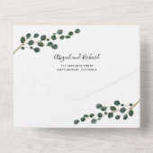 丸い葉ユーカリ枝の冬の結婚式 オールインワン招待状 (裏面)