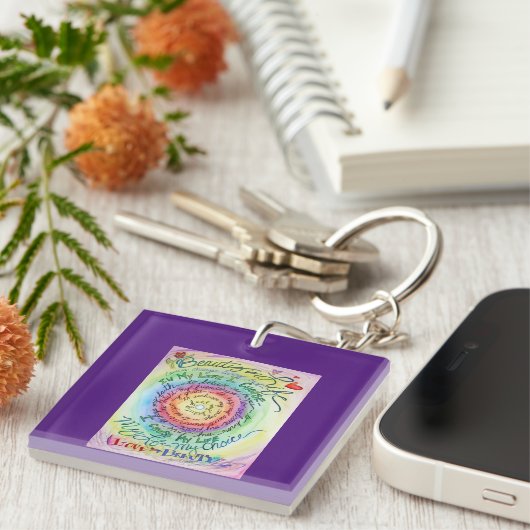 丸い虹がん詩アートペンダントキーホルダー キーホルダー (正面右)