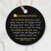 丸い蜂蜜の瓶のネックタグブラック装飾ビー フェイバータグ (裏面)