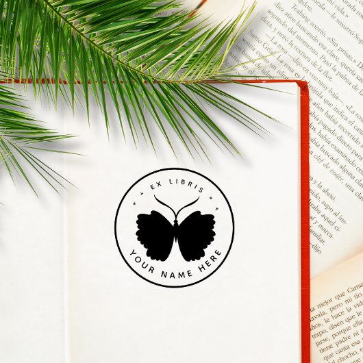 丸い蝶のエクスリブリススタンプ ラバースタンプ