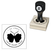 丸い蝶のエクスリブリススタンプ ラバースタンプ (押印)